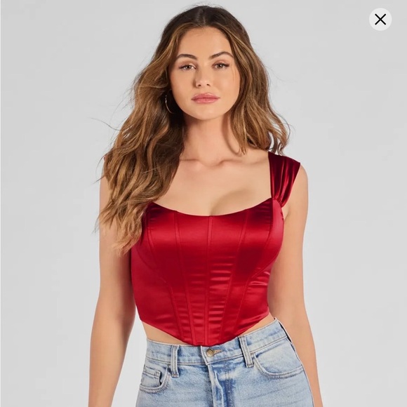 Windsor Pink satin bustier top Renaissance Spell Lace-Up Satin Corset. - Picture 7 of 7